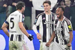 La Juventus esulta dopo una rete