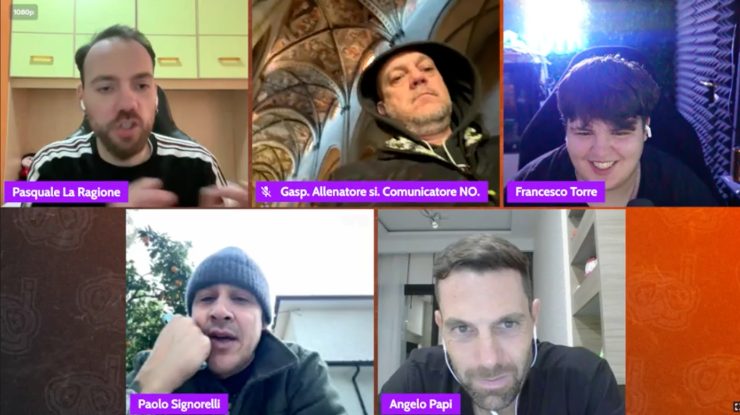 Il momento della lite in diretta a Calciosub tra Signorelli e Camelio