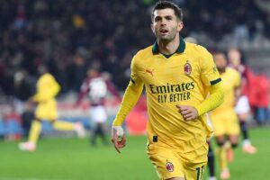 Christian Pulisic mentre esulta alla rete del 3-2 l Torino