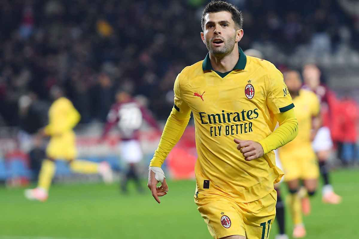 Christian Pulisic mentre esulta alla rete del 3-2 l Torino