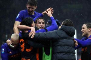 L'Inter esulta dopo una rete