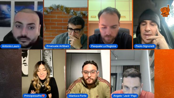 Un momento della diretta di Calciosub mentre si parla di mercato