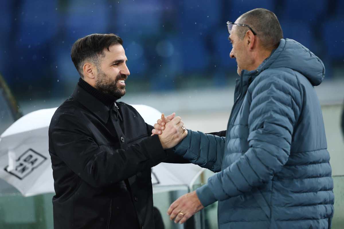 Sarri e Fabregas poco prima dell'inizio di Lazio-Como