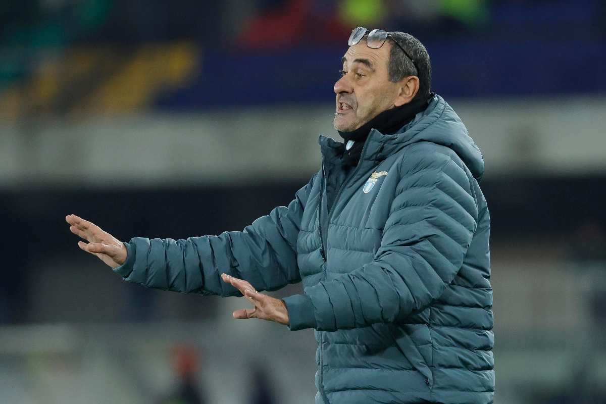 Maurizio Sarri tecnico della Lazio durante la gara di Verona