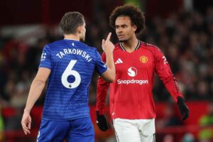 Zirkzee durante una gara del Manchester United