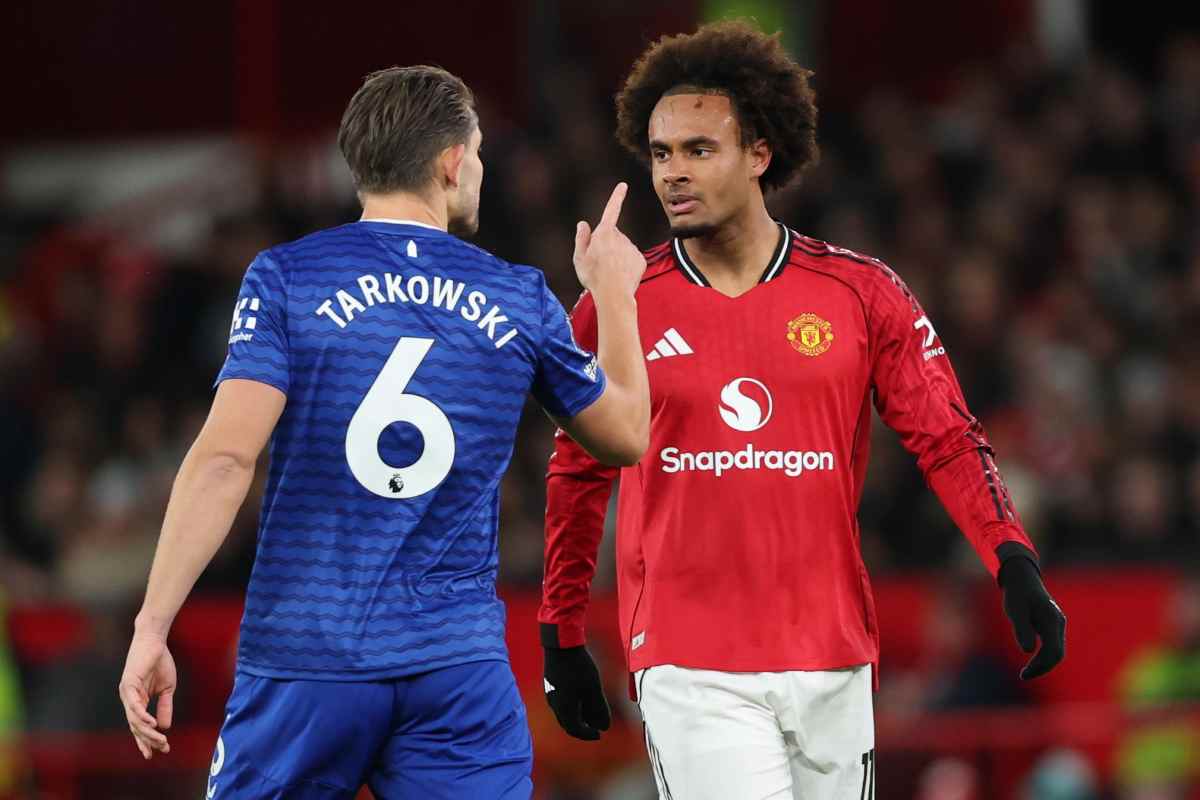 Zirkzee durante una gara del Manchester United