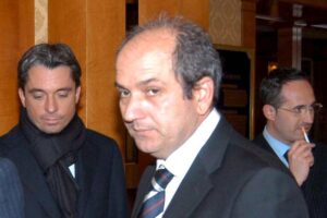 Angelo Maria Fabiani direttore sportivo della Lazio durante un incontro di calcio mercato