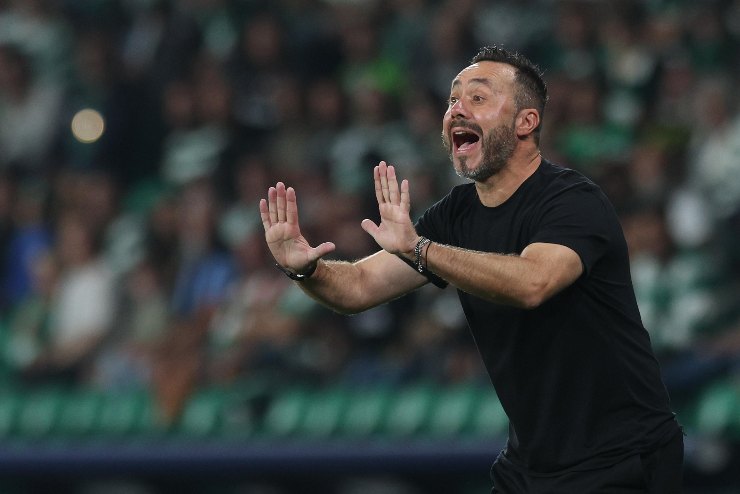 De Zerbi guida i suoi giocatori spronandoli ogni minuto della gara