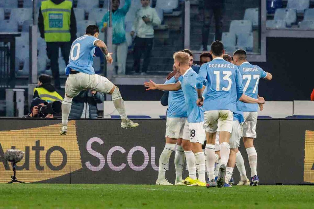 La Lazio esulta dopo una rete