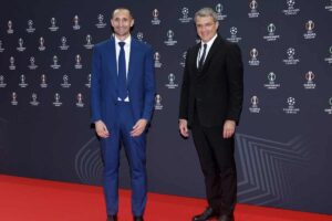 Chiellini e Comolli poco prima che iniziasse un convegno