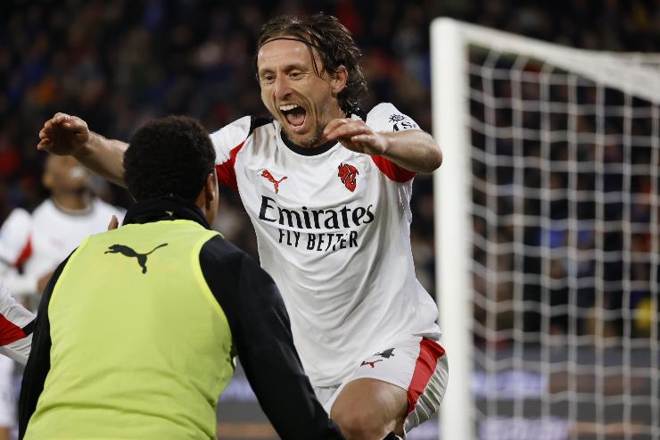 Modric esulta per aver messo a segno a Cremona un gol importante