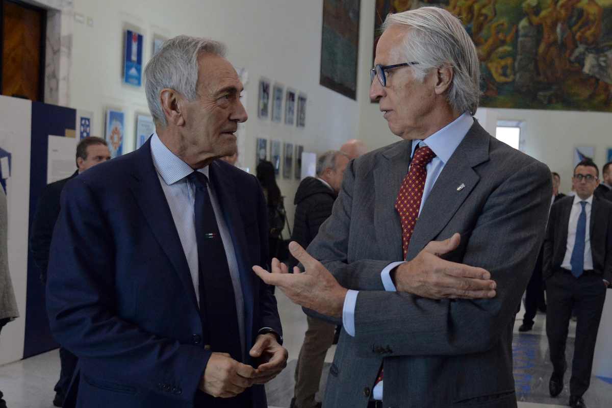 Malagò e Gravina all'interno del Palazzo del Coni