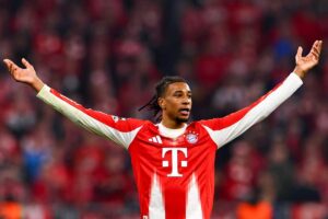 Il giocatore del Bayern Moncao Olise durante la gara col Real Madrid