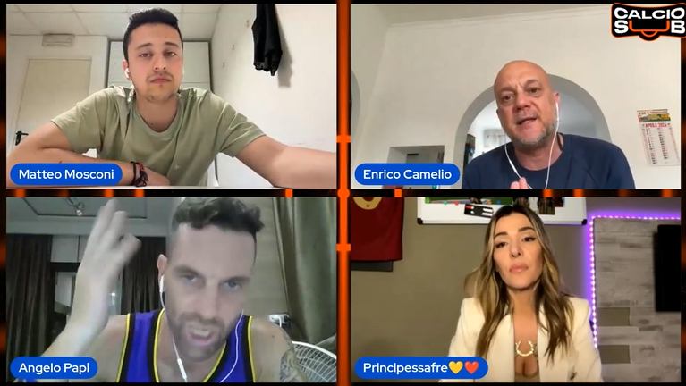 Il momento dello scontro in diretta a Calciosub tra Camelio e Papi