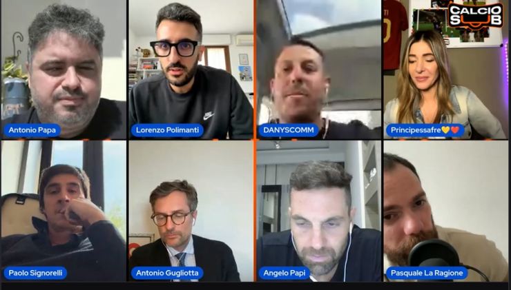 Il momento della diretta twitch su Calciosub mentre si discute su Chivu e lo scudetto meritato