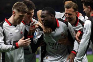 Il Milan che festeggia un rete in campionato
