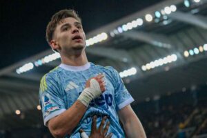 Il giocatore della Juve Conceicao dopo un gol