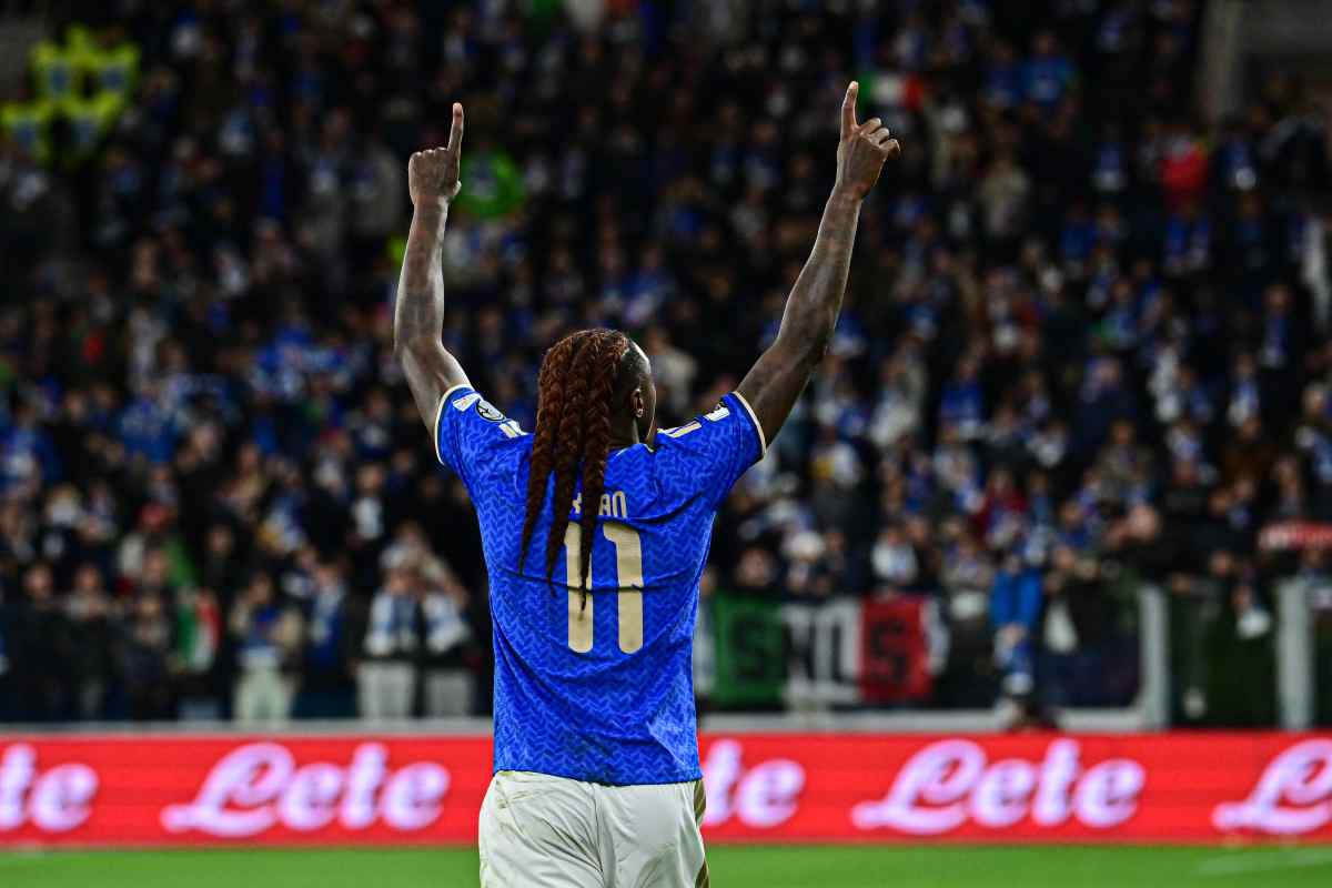 Moise Kean dopo il gol segnato con l'Italia alla Bosnia