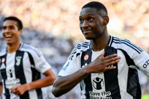 L'attaccante del Psg Kolo Muani quando era alla Juventus