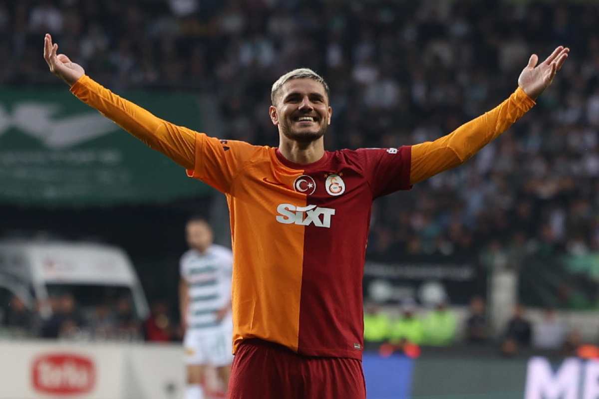 Mauro Icardi mentre esulta dopo un gol col Galatasaray