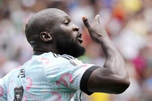 Romelu Lukaku dopo aver segnato una rete