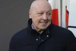Il presidente dell'Inter Marotta durante un convegno della Lega serie A
