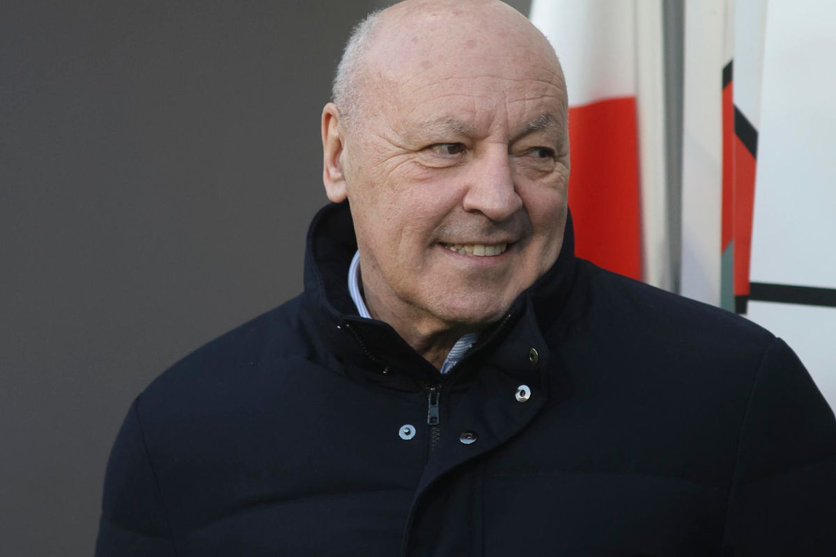 Il presidente dell'Inter Marotta durante un convegno della Lega serie A