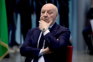 Il presidente dell'Inter Marotta durante un convegno