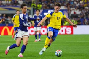 L'attaccante dell'Arsenal Gyokeres durante i mondiali con la Svezia