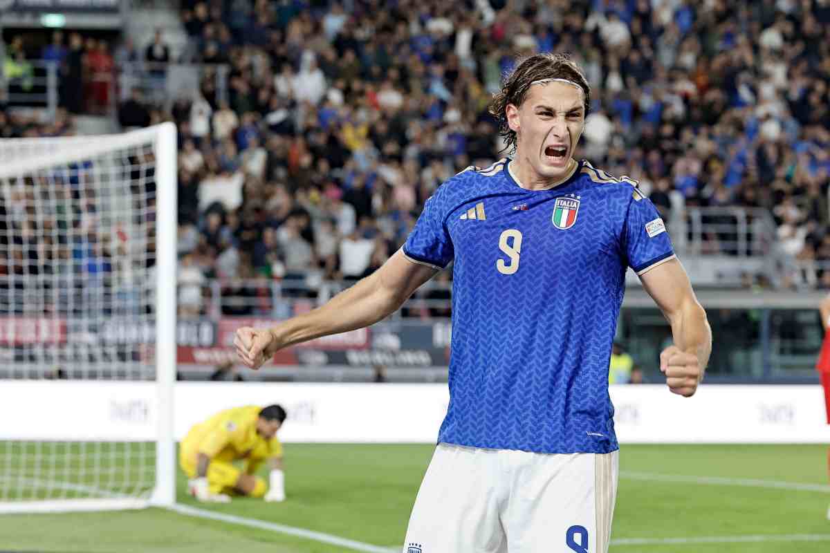 L'attaccante dell'Inter Pio Esposito in nazionale